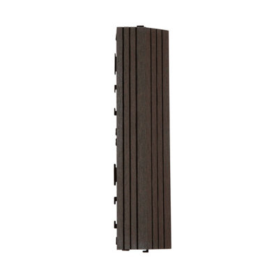 1 Piece - DEKCO Composite Wood Plastic Brown Decking Interlocking Straight Edging Tile with Woodgrain Effect 30cm x 7cm