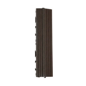 1 Piece - DEKCO Composite Wood Plastic Brown Decking Interlocking Straight Edging Tile with Woodgrain Effect 30cm x 7cm