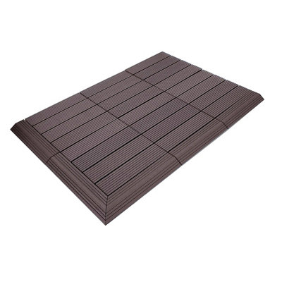 1 Piece - DEKCO Composite Wood Plastic Brown Decking Interlocking Straight Edging Tile with Woodgrain Effect 30cm x 7cm - 3