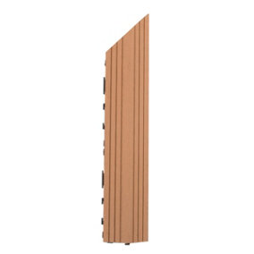 1 Piece - DEKCO Composite Wood Plastic Teak Decking Interlocking Right Edging Tile with Woodgrain Effect 37cm x 7cm