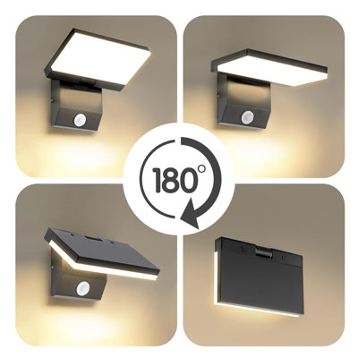 1 Piece Modern Outdoor Wall Light 360 Rotatable Neighbor Friendly 6000K ...