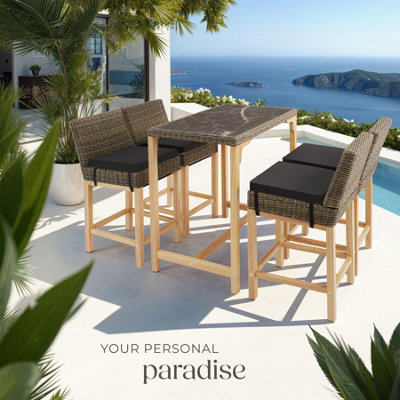 1 Polyrattan Garden Table Terrace Porcelain Stoneware Tabletop Dining ...