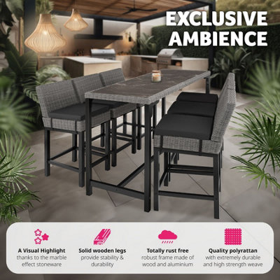 1 Polyrattan Garden Table Terrace Porcelain Stoneware Tabletop Dining ...