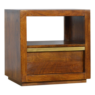 1 pull-out Drawer Gold Bar Chestnut Bedside With Open Slot