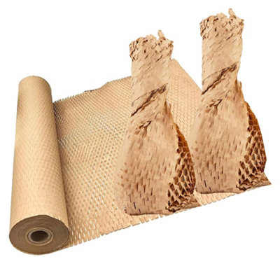 1 Roll (50m) Brown Honeycomb 400m Wrapping Paper Rolls For Packing/Moving Hive Cushioning Wrap