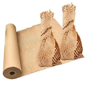1 Roll (50m) Brown Honeycomb 400m Wrapping Paper Rolls For Packing/Moving Hive Cushioning Wrap