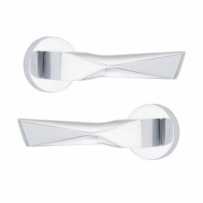 1 Set Aura Design Door HandlesInternal Sets With Latch and BB HInges Round Rose Polished Chrome Finish