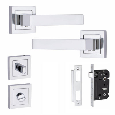 1 Set Delta Design Bathroom Door Handle Set Polished Chrome Finish