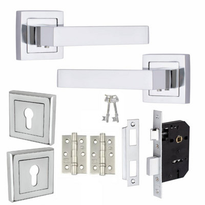 1 Set Delta Design Internal Door Handles Polished Chrome Key Lock Set ...