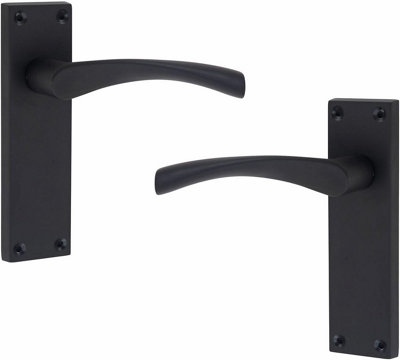 1 Set Door Handles Packs Internal Set Victorian Scroll Astrid Design Matt Black Finish 150mm Backplate with Latches and Hinges