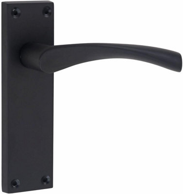 1 Set Door Handles Packs Internal Set Victorian Scroll Astrid Design Matt Black Finish 150mm Backplate with Latches and Hinges