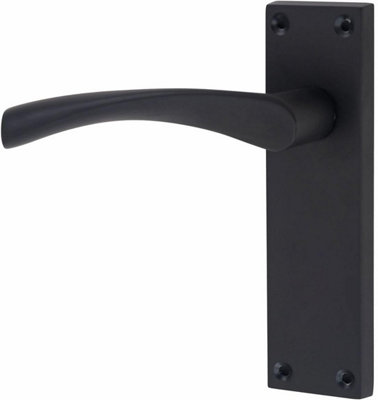 1 Set Door Handles Packs Internal Set Victorian Scroll Astrid Design Matt Black Finish 150mm Backplate with Latches and Hinges