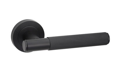 1 Set Knurled T-Bar Internal Door Handles with Latch and Hinges Matt Black Finish