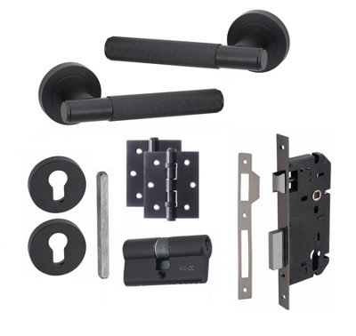 1 Set Linear T-Bar Euro Lock Internal Door Handle Set 70mm Barrell Key ...