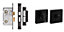 1 Set of Delta Lock Door Handles Set On Square Rose Matte Black Finish Complete Bathroom Set with Ball Bearing Hinges - GG