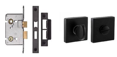 1 Set of Delta Lock Internal Door Handles Set On Square Rose Matte ...