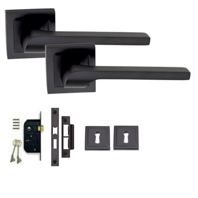 1 Set of Sigma Lock Internal Door Handles Set On Square Rose Matte ...