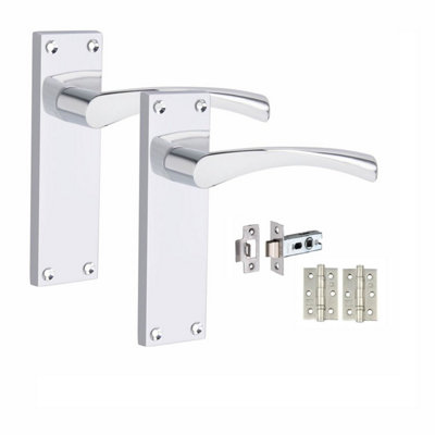 1 Set of Victorian Scroll Astrid Door Sets with 3" HInges & Latch 150 x 40mm Polished Chrome Price Comparisons | Compare The Build