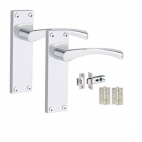 1 Set of Victorian Scroll Astrid Door Sets with 3" HInges & Latch 150 x 40mm Polished Chrome