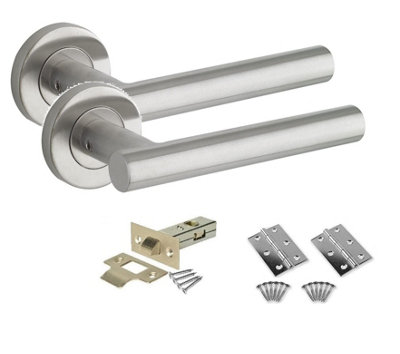 1 Set Straight T-Bar Door Handle Stainless Steel Satin Nickel Finish ...
