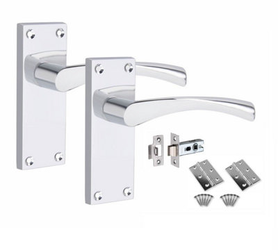 1 Set Victorian Scroll Astrid Door Sets with 3" HInges & Latch 120 x 40mm Polished Chrome