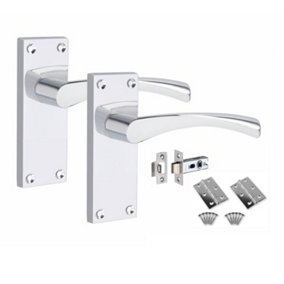 1 Set Victorian Scroll Astrid Door Sets with 3" HInges & Latch 120 x 40mm Polished Chrome