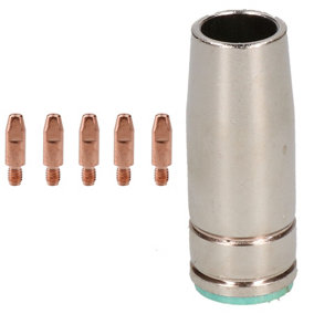 1 shroud & 5 x 0.8mm Contact Tips MIG Welding Binzel Style Euro Torch MB25