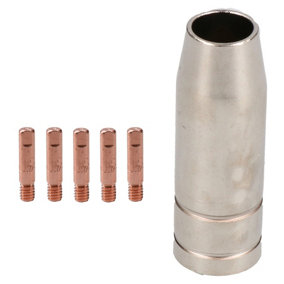 1 shroud & 5 x 1.0mm Contact Tips MIG Welding Binzel Style Euro Torch MB15