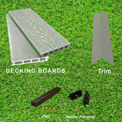 1 sqm Ash Grey complete decking set decking boards trims