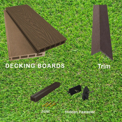 1 sqm Brown complete decking set decking boards trims