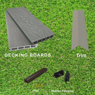 1 sqm Grey complete decking set decking boards trims