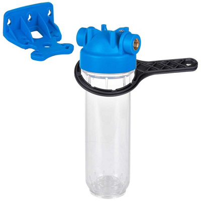 1 Stage 10" Inline Water Filter System Housing 1" Ports With Wall Bracket And Key