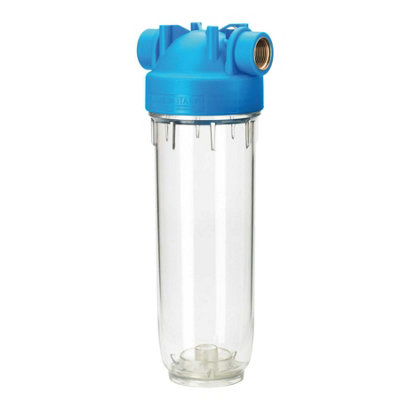 1 Stage 10" Inline Water Filter System Housing 1" Ports With Wall Bracket And Key