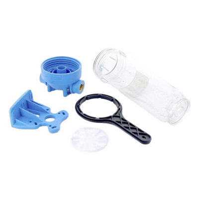 1 Stage 10" Inline Water Filter System Housing 1" Ports With Wall Bracket And Key