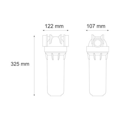 1 Stage 10" Inline Water Filter System Housing 1" Ports With Wall Bracket And Key