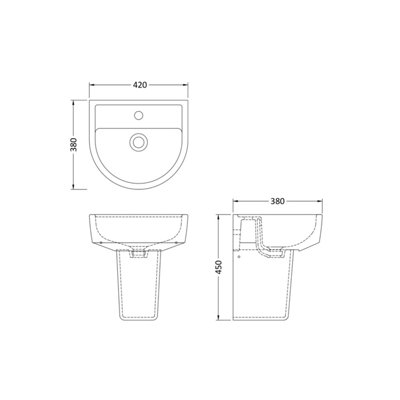 1 Tap Hole Basin & Semi Pedestal - 420mm