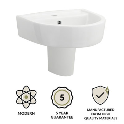 1 Tap Hole Basin & Semi Pedestal - 420mm - 3