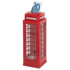 1 Telephone Booth Phone Red Box London Souvenir Die Cast Metal Money Box Bank Souvenir Union Jack on Box Speicher
