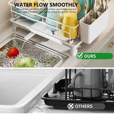 1 TIER KITCHEN DISH DRAINER RACK STAINLESS STEEL WHITE SPACE SAVING ...