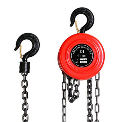 1 Ton Manual Chain Hoist, 3M Lift Steel Chain Block with 2 Hooks