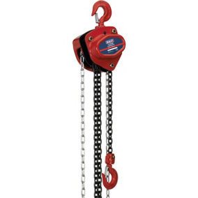1 Tonne Chain Block - Hardened Alloy Chains - 2.5m Drop - Mechanical Load Brake