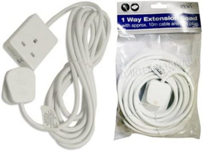 1 Way Extension Lead 5 Metre Gang Cable 13a Amp Electrical White Mains Adapter New Uk Plug 3 Pin Socket Outlet