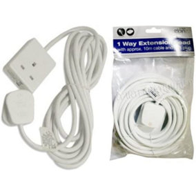 1 Way Extension Lead 5 Metre Gang Cable 13a Amp Electrical White Mains Adapter New Uk Plug 3 Pin Socket Outlet