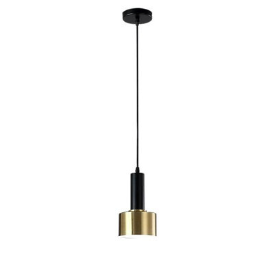 1 Way Small Hanging Light Black and Gold Lampshade Ceiling Pendant Light Copper Lamp Adjustable Line