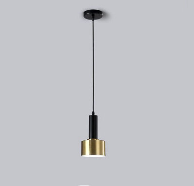 1 Way Small Hanging Light Black and Gold Lampshade Ceiling Pendant Light Copper Lamp Adjustable Line