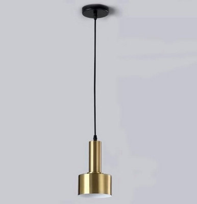 1 Way Small Hanging Light Gold Lampshade Ceiling Pendant Light Copper Lamp Adjustable Line