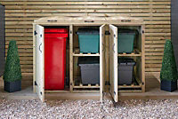 1 Wheelie Bin/4 Recycle Box Store - L80.4 x W192 x H120 cm - Timber