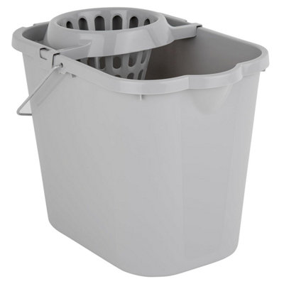 1 x 12 Litre Grey Plastic 2.6 Gallon Multi Surface Bucket With Wringer