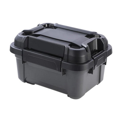 1 x 12 Litre Indoor Outdoor Heavy Duty Black Storage Bunker Trunk Ideal For DIY Use Tradesman & Handyman