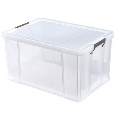 1 x 15L Strong Plastic Reinforced Storage Containers With Snap Closure Lids